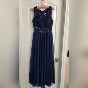 Elegant Navy Sequin Gown